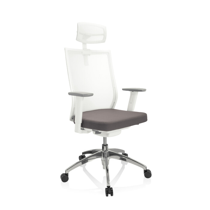 Офісне крісло / Крісло з поворотним механізмом ASPEN WHITE PRO з сітчастою спинкою (прозорий матеріал) / сіре сидіння hjh OFFICE