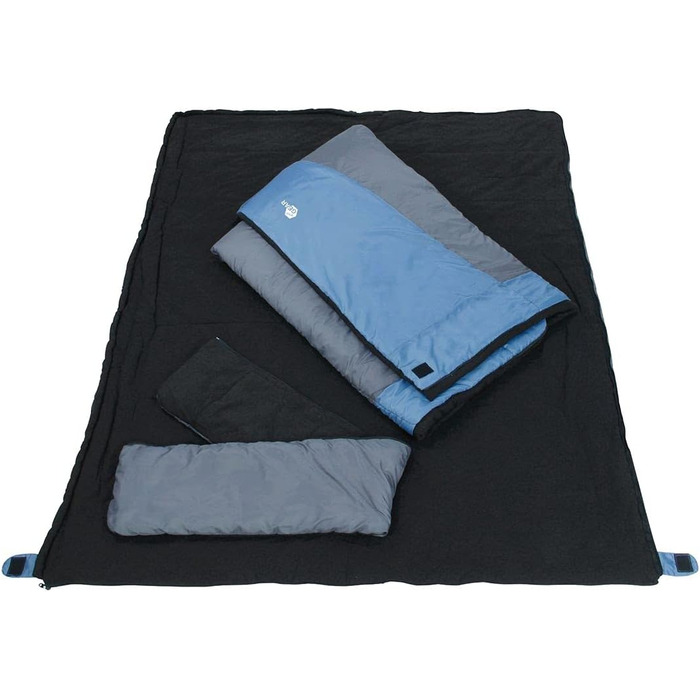 Двомісний спальний мішок your GEAR Sumatra Duo -7°C, 230x160 см, наповнювач 100% бавовна, синій/сірий, для кемпінгу