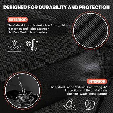Покривало для круглого басейна Poolabdeckung 420D Ø310 см для басейнів Ø260-305 см, водонепроникний захисний тент із затяжним шнуром
