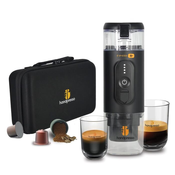 Handpresso E-PRESSO+: портативна кавомашина на акумуляторі для еспресо та кави, USB, 90 мл, 3x2,9 mA