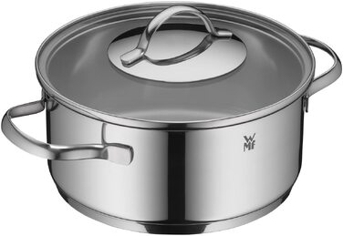 Каструля WMF Aparto 20 см з кришкою зі скла, 2.6 л, нержавіюча сталь Cromargan, для індукційних плит
