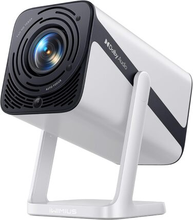 Smart-проектор Mini Beamer 4K Full HD 1080P, 600 ANSI люмен, автофокус, автокоррекция трапеції, WiFi 6, Bluetooth, 360° обертання, для дому та вулиці (Бежевий)