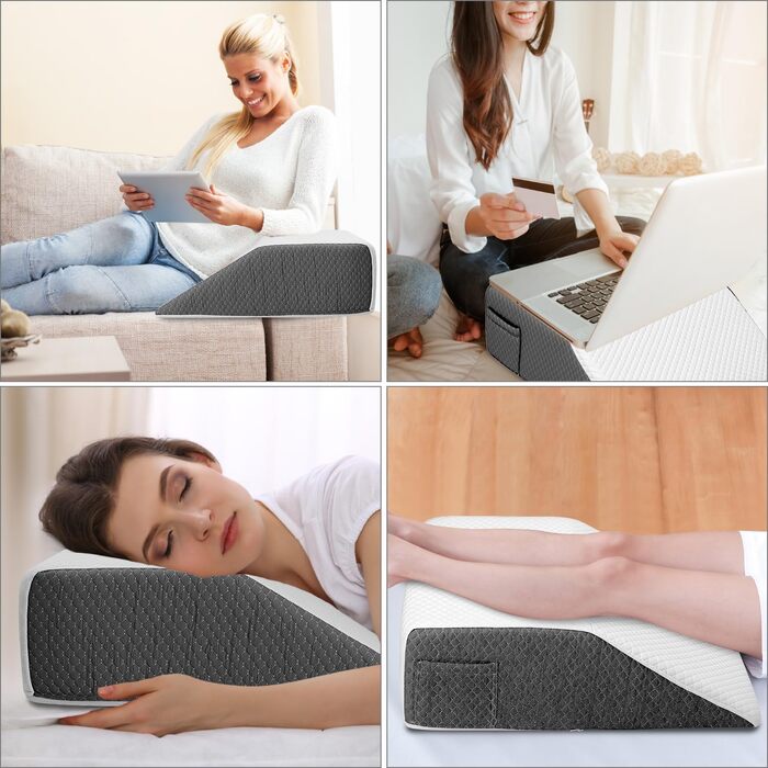 Подушка для ніг QWORK® 61x51x20 см, ергономічна з піни Memory Foam для підтримки вен, подушка для підняття ніг
