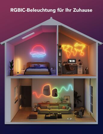 Гнучка неонова LED-стрічка Govee Neon Rope Light 2 RGBIC, 5м, біла, для DIY дизайну та інтер'єру