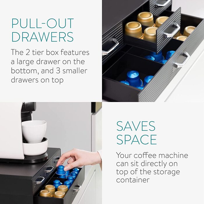 Тримач для капсул кави Navaris Nespresso для 96 капсул 34,3x12,8 см чорний
