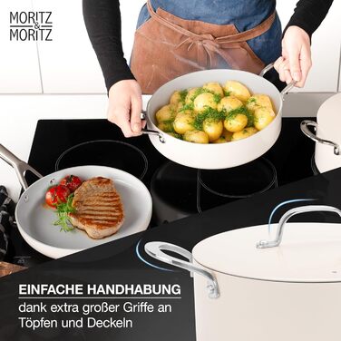 Набір каструль і сковорідок Moritz & Moritz, 7 предметів, алюмінієвий, з кришками, для індукції та всіх типів плит