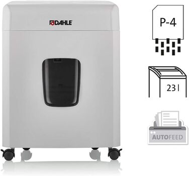 Шредер Dahle ShredMATIC 90 з автоподачею паперу (90 аркушів, P-4, шредер частинами, без масла та обслуговування, автоматичний втягувач) світло-сірий/сірий, рівень безпеки P4, 90 аркушів
