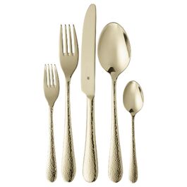 Набір столових приборів WMF Sitello Gold Edition на 6 осіб (30 предметів) - Cromargan нержавіюча сталь, полірована, з молотковою обробкою, ергономічні, золотисті