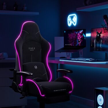 Ігрове крісло Diablo Gamer X-Starter, тканинна оббивка, регульовані підлокітники, ергономічний дизайн, до 136 кг, чорне (LED)