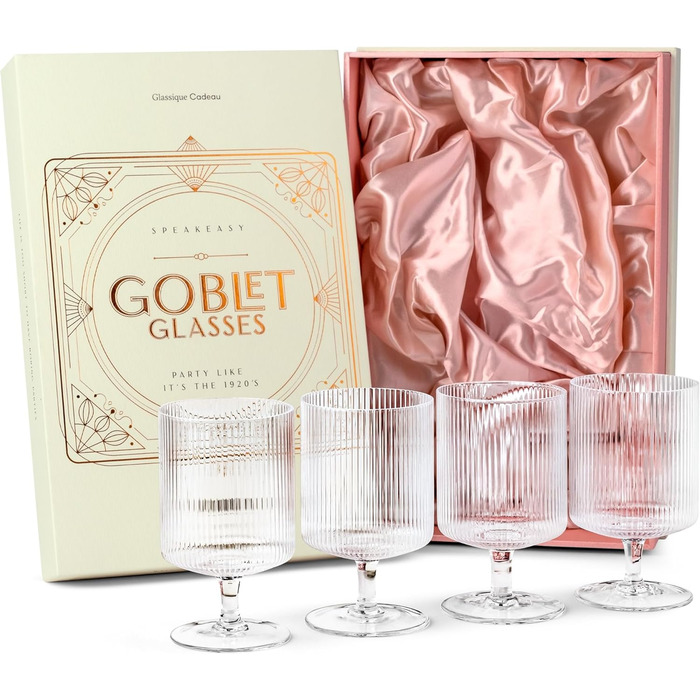 Набір келихів для коктейлів з рифленого кришталю GLASSIQUE CADEAU, арт-деко, 300 мл, 4 шт.