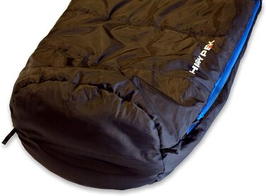 Спальний мішок High Peak TR 300, екстра широкий, 3-4 сезони, температура до 0°C, теплий, дихаючий, водостійкий, для кемпінгу, фестивалів, трекінгу, антрацит/синій, з мішком для пакування, з'єднуваний, RV L