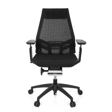 Офісний крісло GENIDIA SMART BLACK з сітчастою спинкою, чорний колір, hjh OFFICE