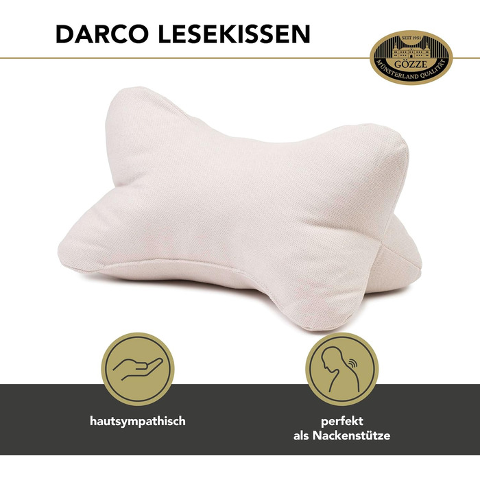 Подушка для читання Gözze Darco, м'яка та зручна, для дивана або ліжка, 40x25 см, кремова