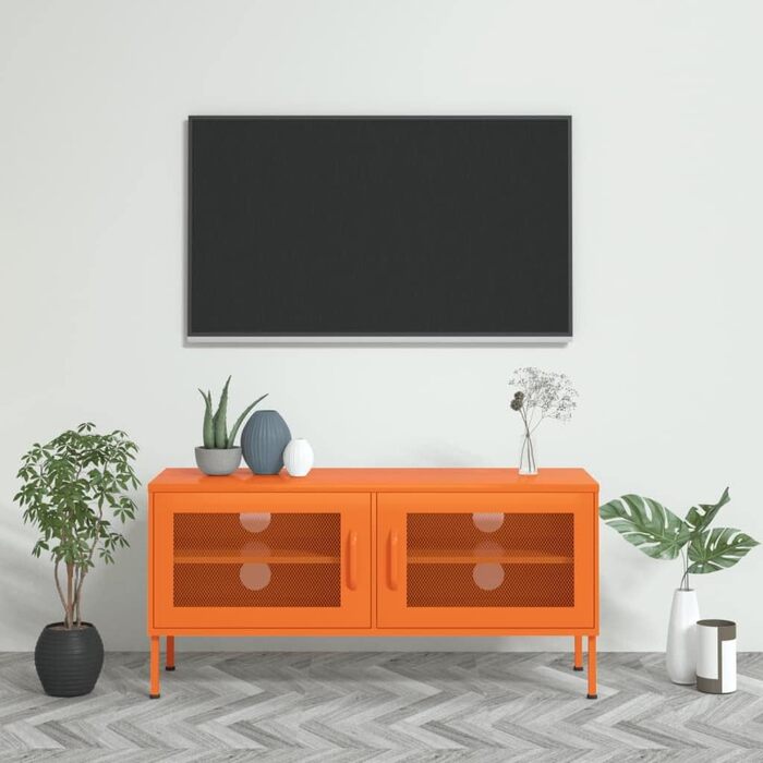 vidaXL ТБ тумба з 2 ґратчастими дверцятами, сталева, антрацит, 105x35x50 см – низький комод, телевізійна тумба, меблі для вітальні