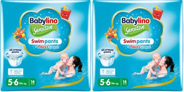 Підгузки для плавання Babylino Sensitive для басейну та моря, розмір 4-5 (9-15 кг), 84 шт, гіпоалергенні