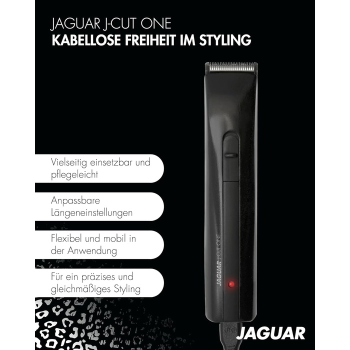 Професійна машинка для стрижки JAGUAR J-CUT One, акумуляторна та мережева, з насадками для 4 довжин і швидким монтажем