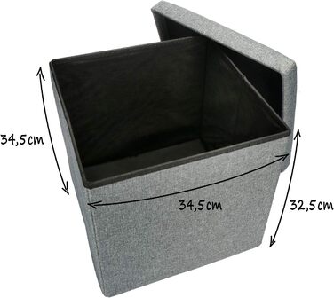 Складаний пуф com-four® з місцем для зберігання, 40 л, сірий