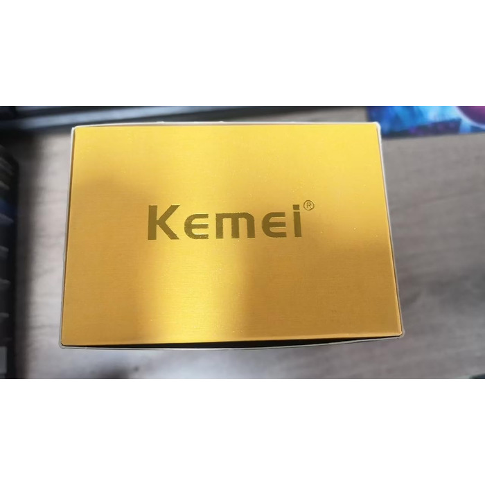 Професійна машинка для стрижки волосся Kemei, тример для бороди, акумуляторна, золотиста, з насадками, для чоловіків, перукарський інструмент