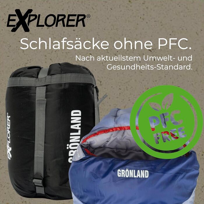 Спальний мішок EXPLORER® GRÖNLAND -23°C, 3-4 сезони, мумія, 350GSM, для дорослих, 230x82x55 см, 1900 г, синій, лівий замок, для кемпінгу, туризму, подорожей