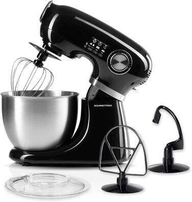 Мультифункціональний кухонний комбайн GOURMETmaxx, міксер і тістоміс, 5 л, електричний, чорний, з насадками та чашею