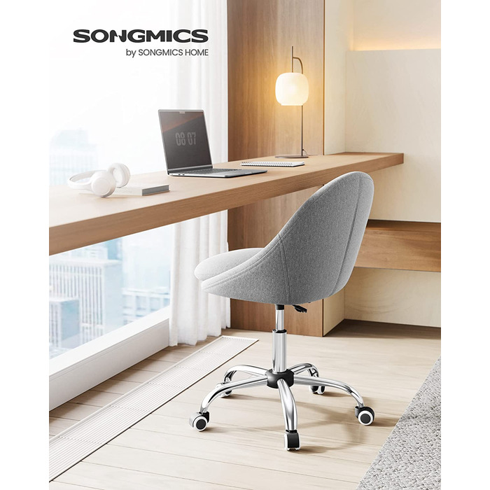Офісний стілець SONGMICS з шепра, м'який комп'ютерний стілець для дому, спальні чи кабінету, регульований по висоті, кольори капучино-беж та білий, модель OBG020W01