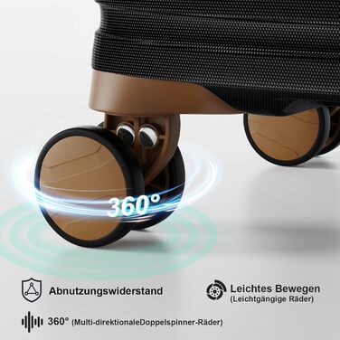 Набір валіз Joyway з ABS пластику, розширюваний, з TSA-замком, 4 колесами, 3 предмети: валіза, дорожня сумка та косметичка, чорний/коричневий, ручна поклажа