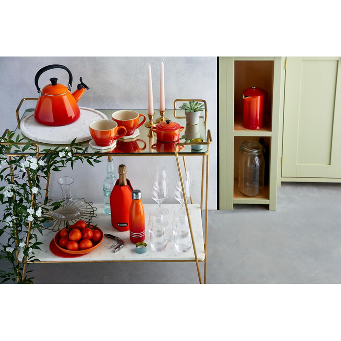 Чайник Le Creuset для води, 1.7 л, емальована сталь, колір Ofenrot Metallic, з феромагнітним дном для швидкого нагрівання