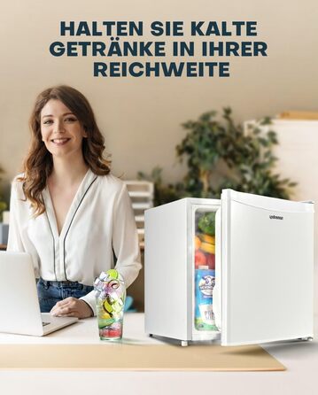 Міні-холодильник Upstreman 46L з регулюванням температури, енергоощадний та безшумний однодверний холодильник для напоїв, для офісу, кухні та спальни, білий (-FR17)