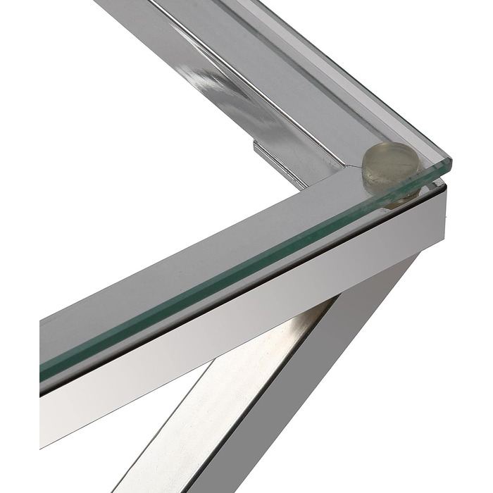 Стіл журнальний Versa Trento, скло і метал, срібний, 51x51x51 см, для вітальні, спальні чи кухні, сучасний низький стіл