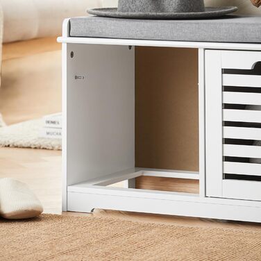 Сучасна тумба для взуття SoBuy FSR23-K-W з 2 кошиками, сидінням і подушкою, взуттєва лавка-комод для коридору, ігрова скриня