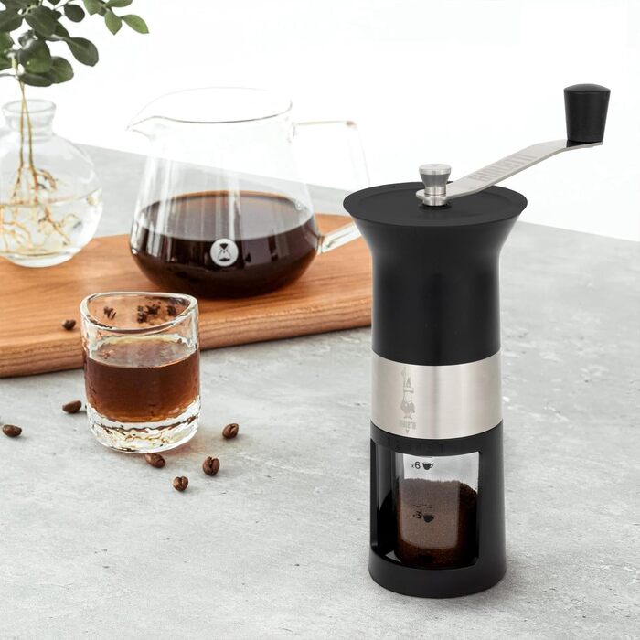 Ручна кавомолка Bialetti з нержавіючої сталі, матова чорна