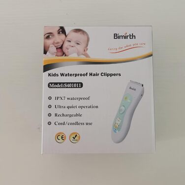 Дитяча електрична машинка для стрижки волосся Bimirth, тиха бездротова, USB-зарядка, керамічний лезо, водостійка, 3 насадки, без чохла