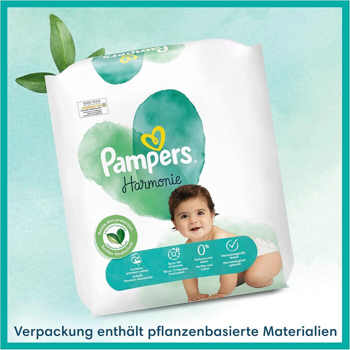 Підгузки Pampers Harmonie розмір 2 (4-8 кг), гіпоалергічні з рослинними компонентами, 240 шт.