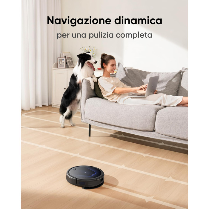 Робот-пилосос eufy G50 з потужністю 4000Pa, динамічною навігацією та ультратонким корпусом 85 мм. Ідеально підходить для прибирання шерсті тварин та твердих підлог. Відновлений.