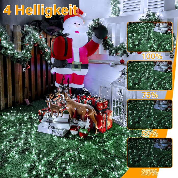 Світлодіодна гірлянда Ollny 15м, 1000 LED Cluster, водонепроникна IP44, 8 режимів та таймер, холодне біле світло для вулиці, ялинки та декору
