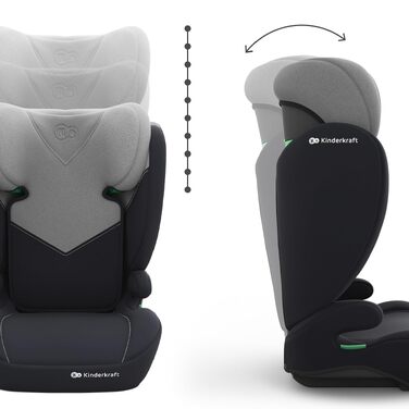 Дитяче автокрісло Kinderkraft I-SPARK 2 PRO (100-150 см), i-Size, 2 в 1, чорне/сіре