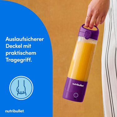 Портативний блендер nutribullet 475 мл, без BPA, USB-C, фіолетовий, багатофункціональний міксер для смузі