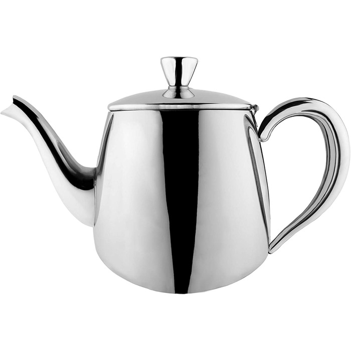 Чайник Café Olé PT-018 преміум, 18/10 нержавіюча сталь, 530 мл, полірований, зручна ручка, ідеальний носик, сріблястий