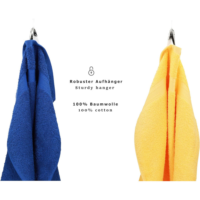 Набір рушників Betz 10 шт. Преміум 100% бавовна: 2 банних, 4 для рук, 2 гостьових, 2 рукавички, синій і жовтий