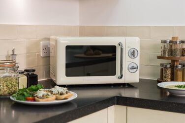 Мікрохвильова піч Russell Hobbs RHRETMM705C, 17 л, 700 Вт, ретро стиль, кремова, 5 режимів потужності, таймер, функція розморожування, легке очищення
