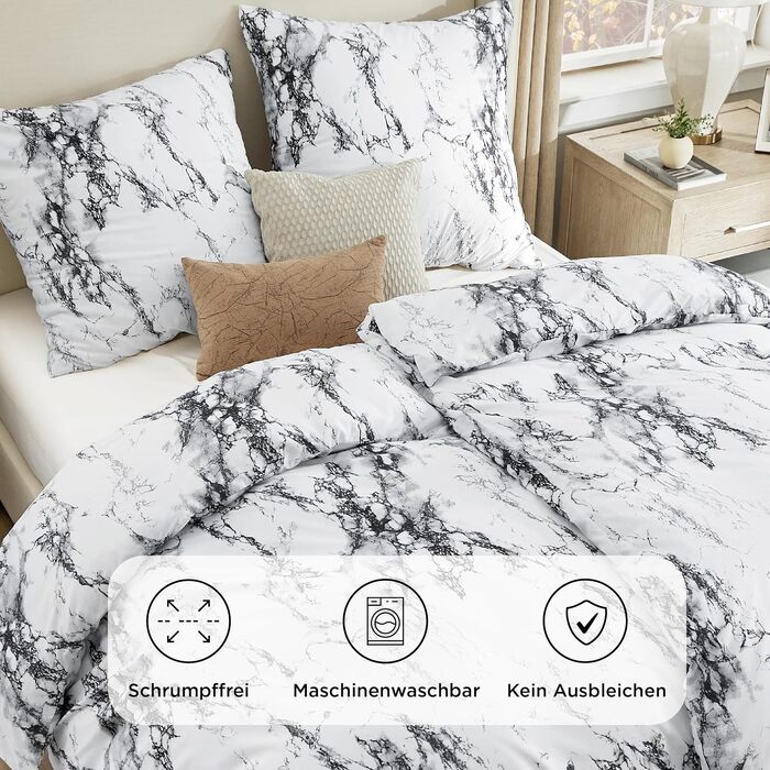 Комплект постільної білизни BEDSURE з мікрофібри 4 предмети, 135x200 см, сірий з гілками (2 наволочки 80x80 см)