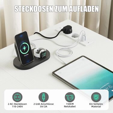 Кутовий стіл Youdenova 150x100 см з шухлядами, розеткою та USB-зарядом, білий. Стіл L-подібний з місцем для зберігання