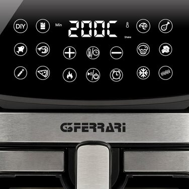 Мультифункціональна аерофритюрниця та гриль G3 Ferrari Friggisano BBQ G10181, 2000 Вт, 10 л XXL, 8 програм, бездимний барбекю, чорний/сірий