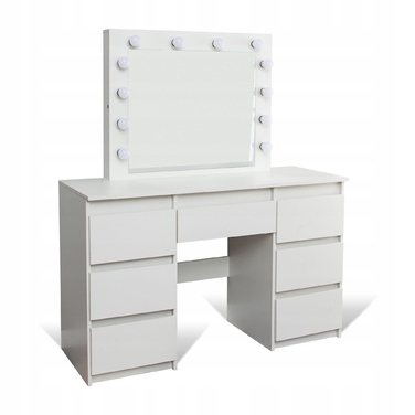 Туалетний столик ELDEN білий MDF з дзеркалом та шухлядами, 120x45x140 см