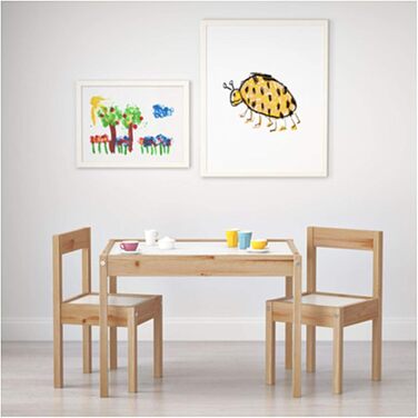 Дитячий стіл з 2 стільцями Ikea Latt, білий/сосна, компактний набір для кімнати