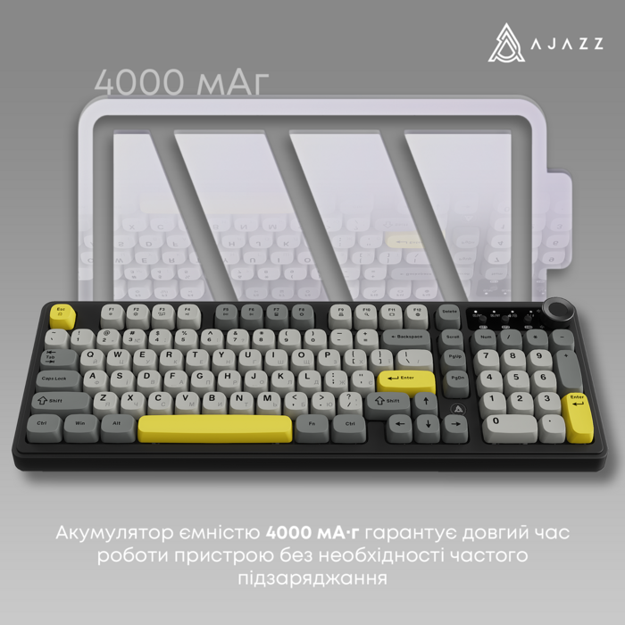 Бездротова клавіатура Ajazz AF98 PLUS Black Gray Yellow (AF98-PLUS-BGY)