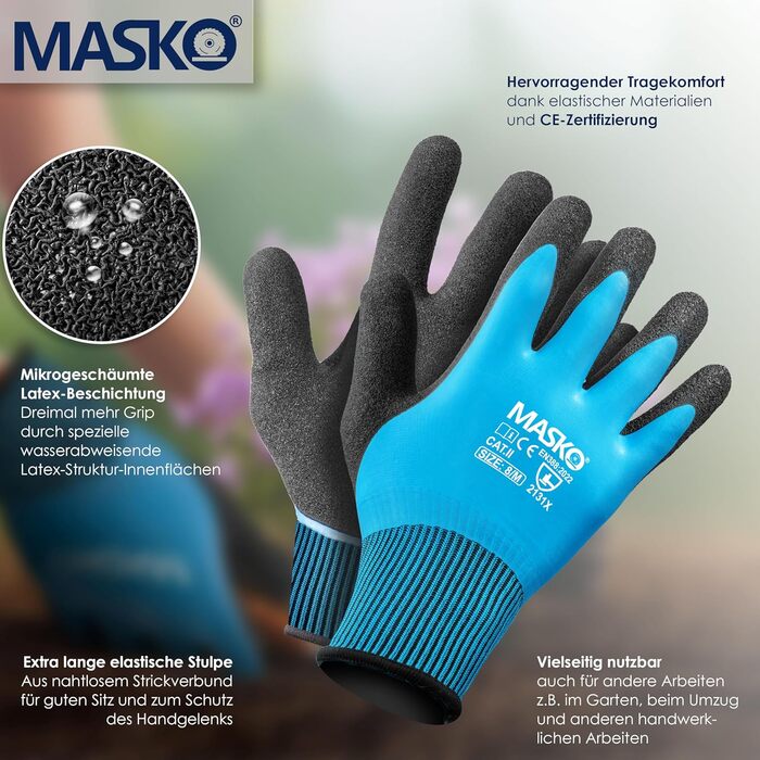 Акумуляторний газонокосарка MASKO з функцією мульчування, 2 акумулятори Li-Ion 4Ah, подвійний зарядний пристрій, триммер, ширина зрізу 37 см, 6 положень висоти, кошик 40 л, площа до 600 м², в комплекті рукавички та щітка, чорний/помаранчевий