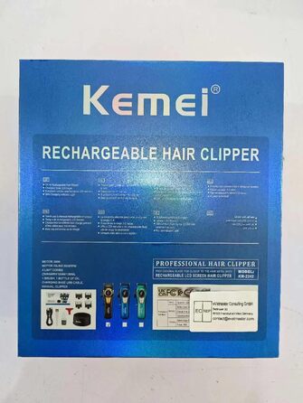 KEMEI 2242 Професійна машинка для стрижки волосся для чоловіків, електрична бездротова, з DLC лезами, турбо-мотор 5000-9000 об/хв, USB зарядка