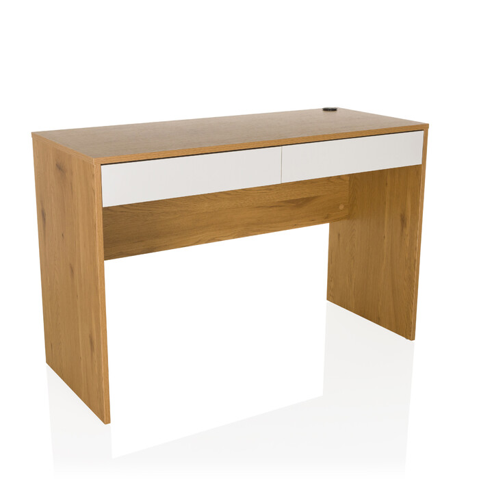 Письмовий стіл BERGA 120x50x78 см, 2 висувні ящики, білий/дуб, hjh LIVING