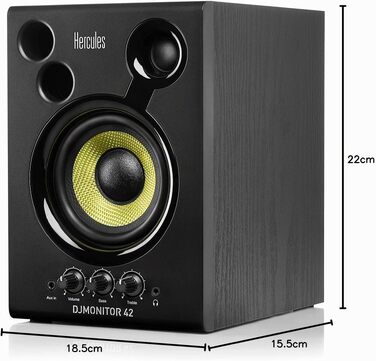 Hercules DJMonitor 42 – Активні DJ колонки 80W з 4” низькочастотним динаміком, чіткий звук, Bass Reflex, для ді-джеїв та меломанів